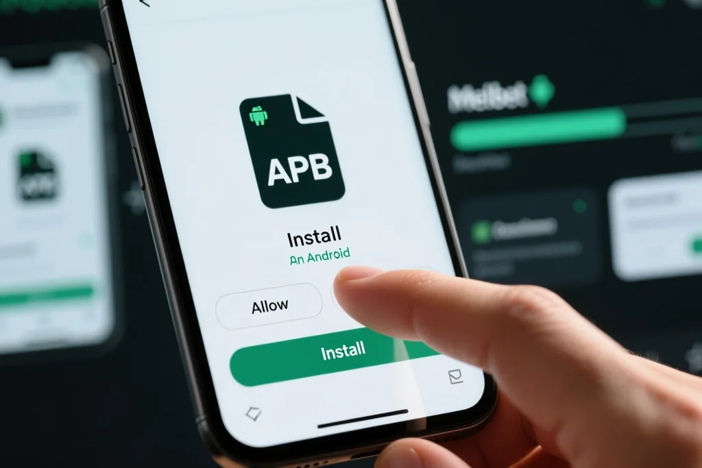 Hands holding an Android phone during an application installation screen