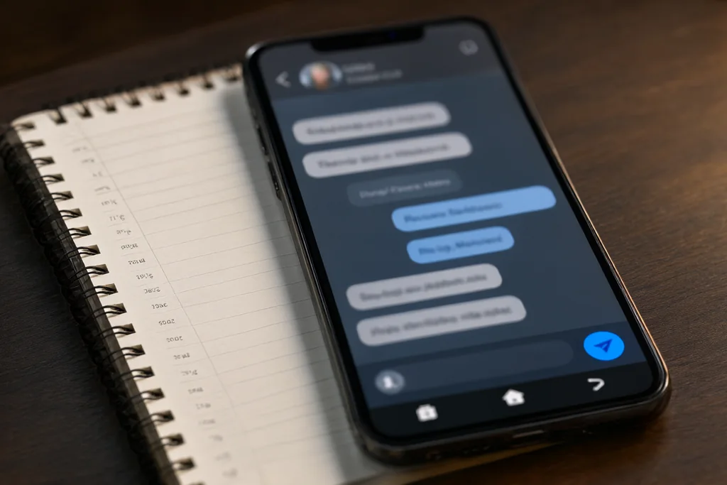 Phone showing a suspicious message warning beside a security alert icon